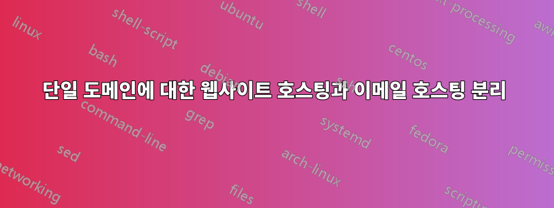 단일 도메인에 대한 웹사이트 호스팅과 이메일 호스팅 분리