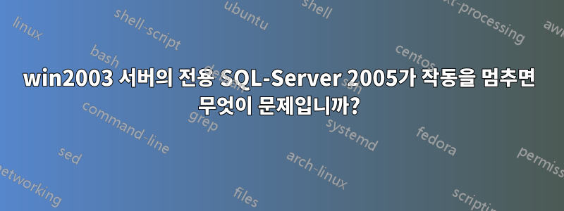 win2003 서버의 전용 SQL-Server 2005가 작동을 멈추면 무엇이 문제입니까?