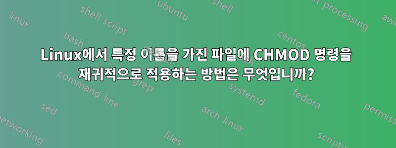 Linux에서 특정 이름을 가진 파일에 CHMOD 명령을 재귀적으로 적용하는 방법은 무엇입니까?