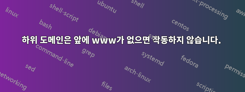하위 도메인은 앞에 www가 없으면 작동하지 않습니다.