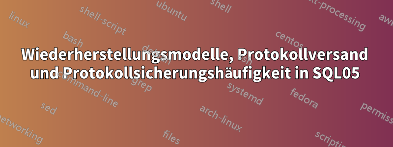 Wiederherstellungsmodelle, Protokollversand und Protokollsicherungshäufigkeit in SQL05