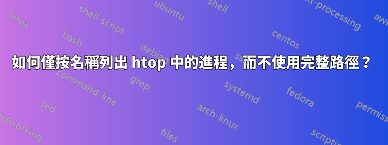 如何僅按名稱列出 htop 中的進程，而不使用完整路徑？