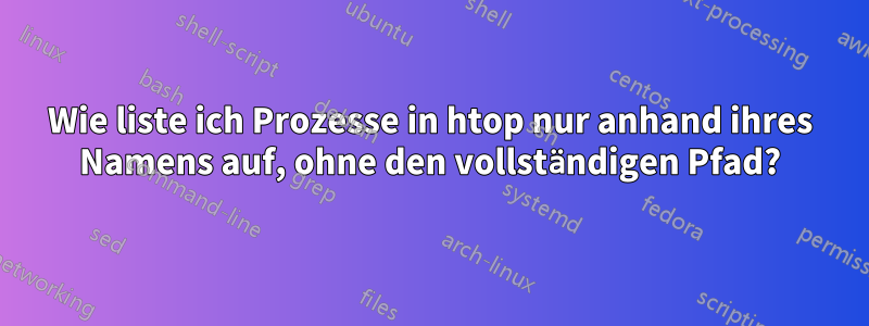 Wie liste ich Prozesse in htop nur anhand ihres Namens auf, ohne den vollständigen Pfad?