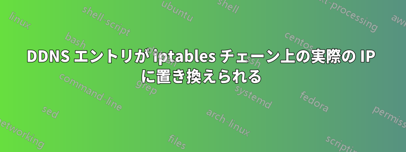 DDNS エントリが iptables チェーン上の実際の IP に置き換えられる