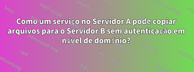 Como um serviço no Servidor A pode copiar arquivos para o Servidor B sem autenticação em nível de domínio?