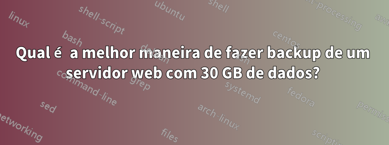 Qual é a melhor maneira de fazer backup de um servidor web com 30 GB de dados?