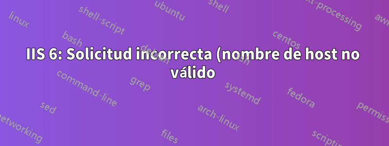 IIS 6: Solicitud incorrecta (nombre de host no válido)