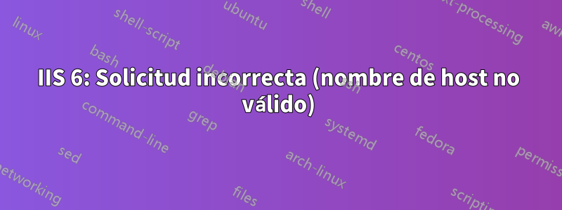 IIS 6: Solicitud incorrecta (nombre de host no válido)