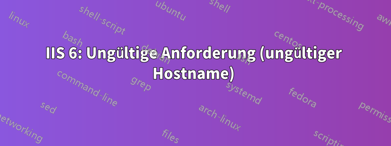 IIS 6: Ungültige Anforderung (ungültiger Hostname)