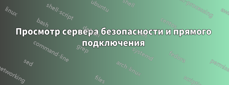 Просмотр сервера безопасности и прямого подключения