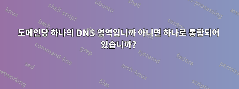 도메인당 하나의 DNS 영역입니까 아니면 하나로 통합되어 있습니까?