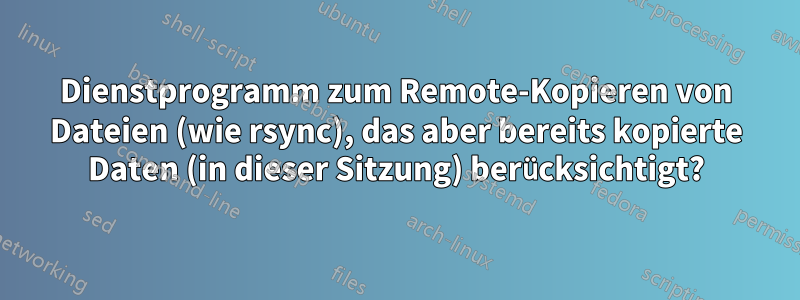 Dienstprogramm zum Remote-Kopieren von Dateien (wie rsync), das aber bereits kopierte Daten (in dieser Sitzung) berücksichtigt?