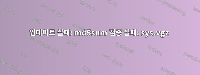 업데이트 실패: md5sum 검증 실패: sys.vgz