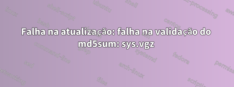 Falha na atualização: falha na validação do md5sum: sys.vgz