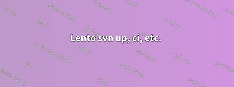 Lento svn up, ci, etc.