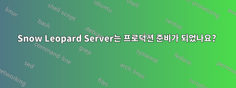 Snow Leopard Server는 프로덕션 준비가 되었나요?