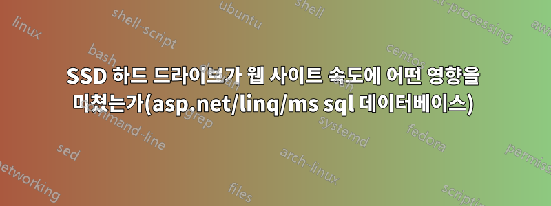 SSD 하드 드라이브가 웹 사이트 속도에 어떤 영향을 미쳤는가(asp.net/linq/ms sql 데이터베이스)