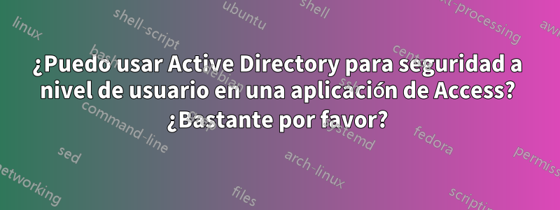 ¿Puedo usar Active Directory para seguridad a nivel de usuario en una aplicación de Access? ¿Bastante por favor?