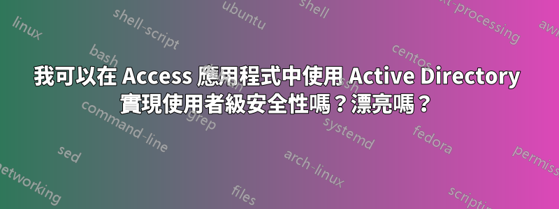 我可以在 Access 應用程式中使用 Active Directory 實現使用者級安全性嗎？漂亮嗎？