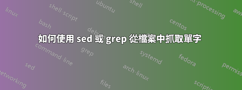 如何使用 sed 或 grep 從檔案中抓取單字