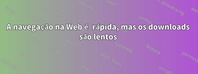 A navegação na Web é rápida, mas os downloads são lentos