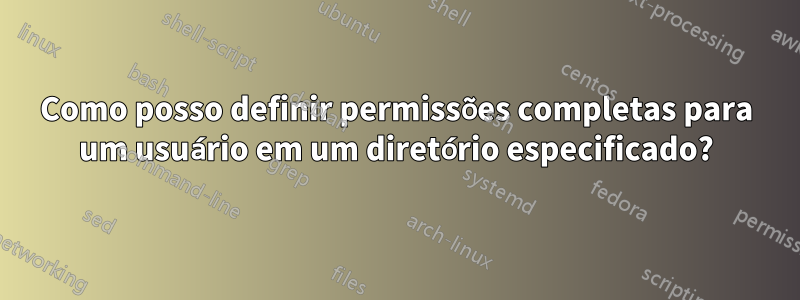 Como posso definir permissões completas para um usuário em um diretório especificado?