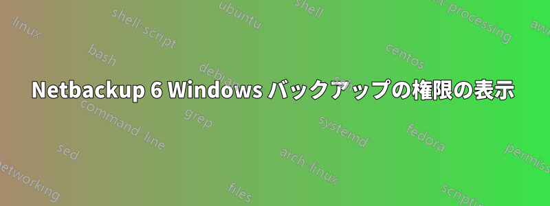 Netbackup 6 Windows バックアップの権限の表示