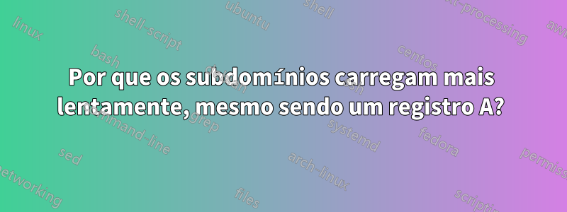 Por que os subdomínios carregam mais lentamente, mesmo sendo um registro A?