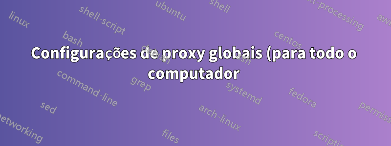 Configurações de proxy globais (para todo o computador) do arquivo pac