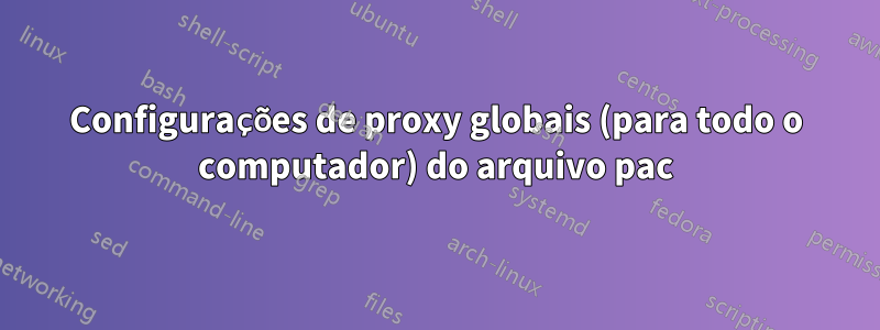 Configurações de proxy globais (para todo o computador) do arquivo pac