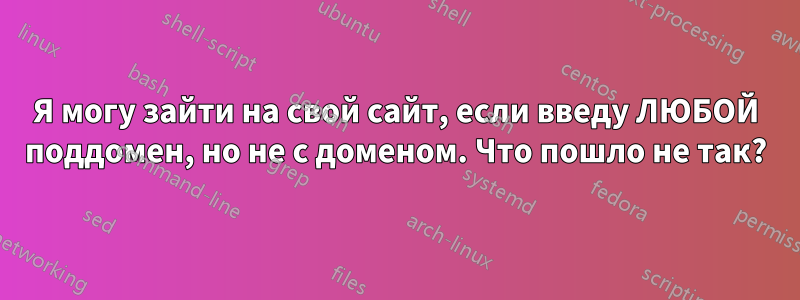 Я могу зайти на свой сайт, если введу ЛЮБОЙ поддомен, но не с доменом. Что пошло не так?