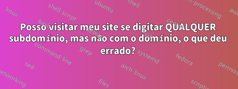 Posso visitar meu site se digitar QUALQUER subdomínio, mas não com o domínio, o que deu errado?