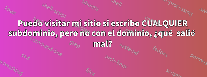 Puedo visitar mi sitio si escribo CUALQUIER subdominio, pero no con el dominio, ¿qué salió mal?