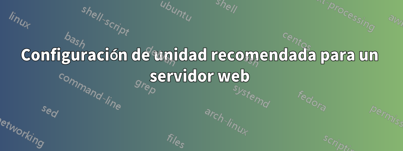 Configuración de unidad recomendada para un servidor web