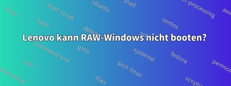 Lenovo kann RAW-Windows nicht booten?