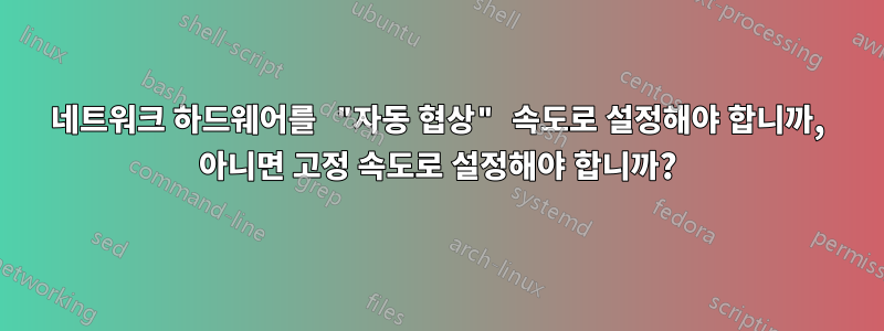 네트워크 하드웨어를 "자동 협상" 속도로 설정해야 합니까, 아니면 고정 속도로 설정해야 합니까?