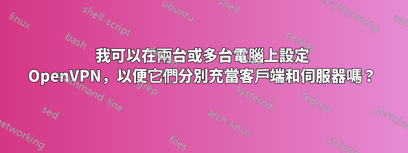 我可以在兩台或多台電腦上設定 OpenVPN，以便它們分別充當客戶端和伺服器嗎？