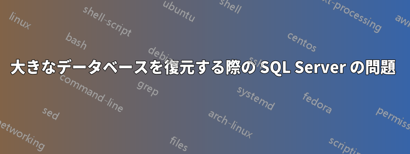 大きなデータベースを復元する際の SQL Server の問題