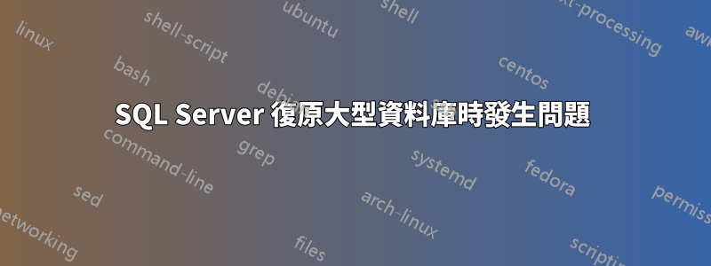 SQL Server 復原大型資料庫時發生問題