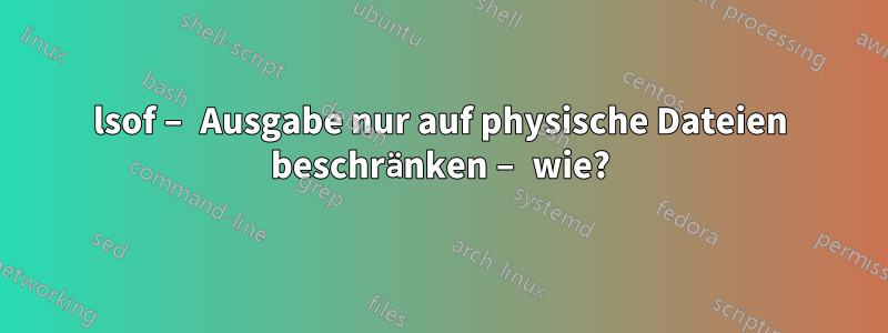 lsof – Ausgabe nur auf physische Dateien beschränken – wie?