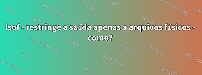 lsof - restringe a saída apenas a arquivos físicos - como?