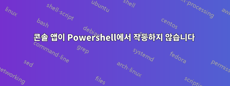 콘솔 앱이 Powershell에서 작동하지 않습니다