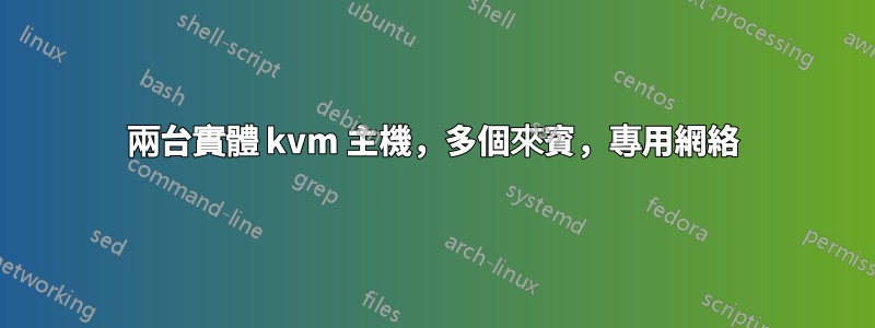 兩台實體 kvm 主機，多個來賓，專用網絡