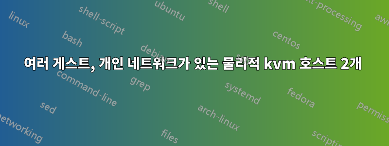 여러 게스트, 개인 네트워크가 있는 물리적 kvm 호스트 2개