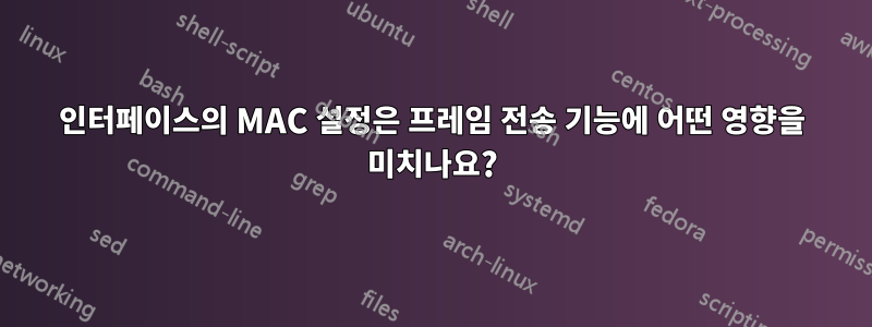 인터페이스의 MAC 설정은 프레임 전송 기능에 어떤 영향을 미치나요?