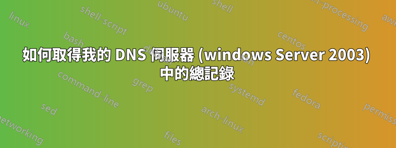 如何取得我的 DNS 伺服器 (windows Server 2003) 中的總記錄