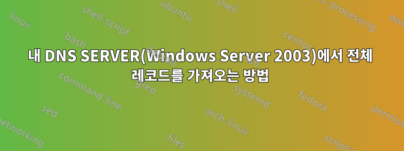 내 DNS SERVER(Windows Server 2003)에서 전체 레코드를 가져오는 방법