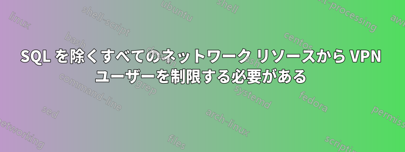 SQL を除くすべてのネットワーク リソースから VPN ユーザーを制限する必要がある