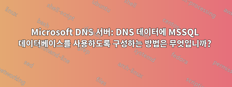 Microsoft DNS 서버: DNS 데이터에 MSSQL 데이터베이스를 사용하도록 구성하는 방법은 무엇입니까?