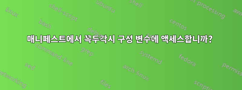 매니페스트에서 꼭두각시 구성 변수에 액세스합니까?